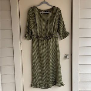 UO Lucca Couture Polka Dotted Ruffled Midi Dress